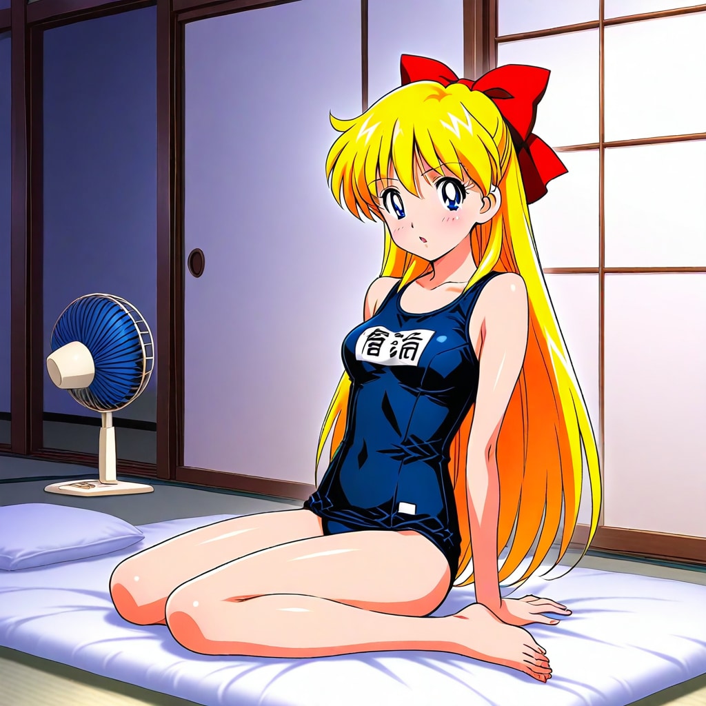 暑いからスクール水着で寝てました。