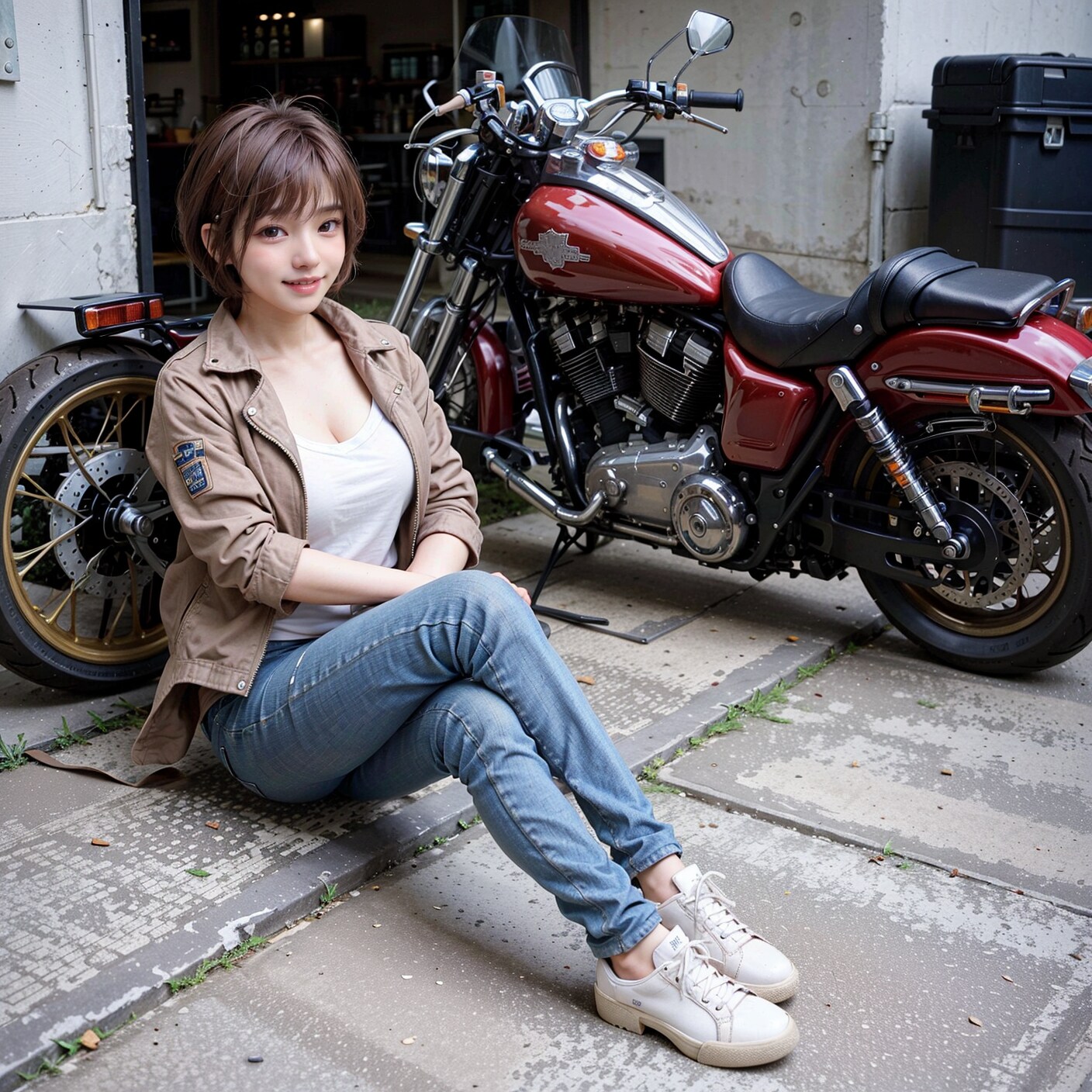 バイクメンテ中に一休み
