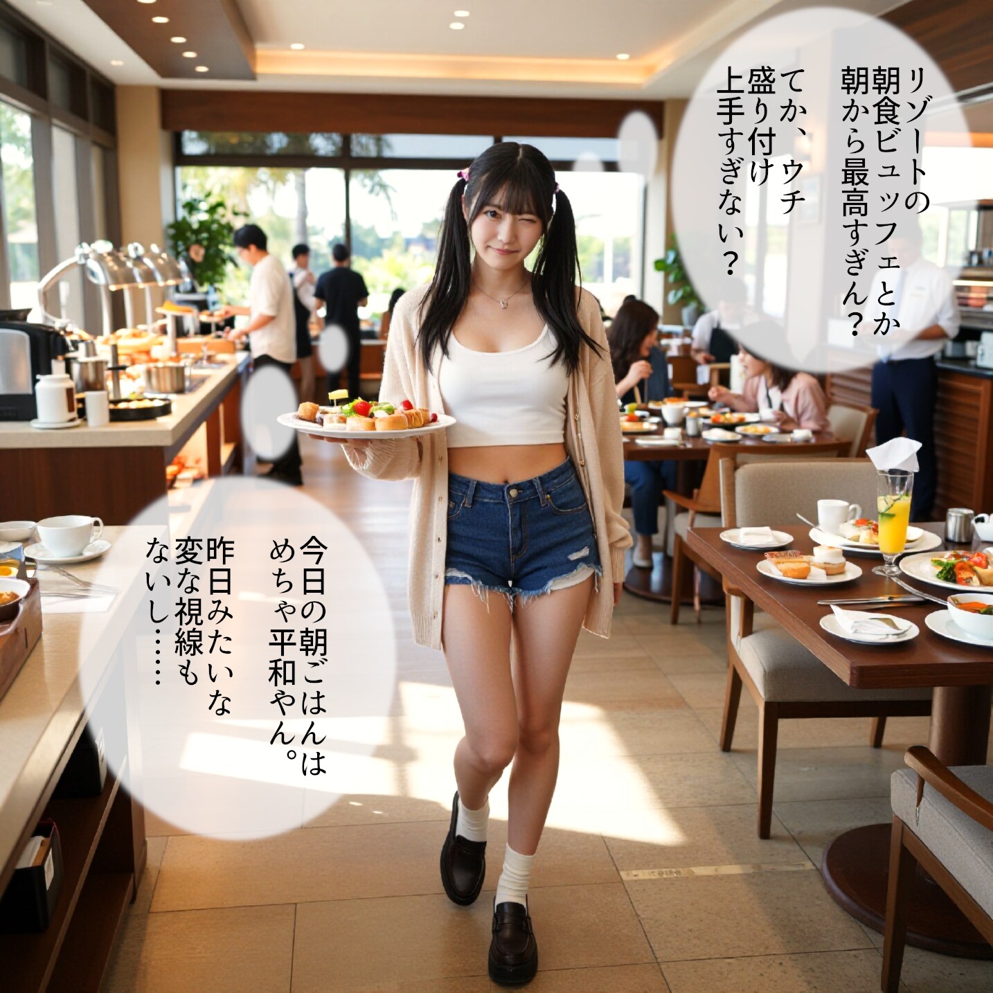 ツインテ爆弾・眞由香の女子旅、朝食編☀️