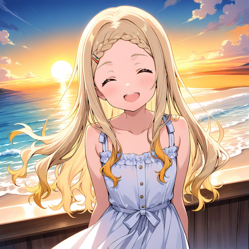 千咲と夕暮れ