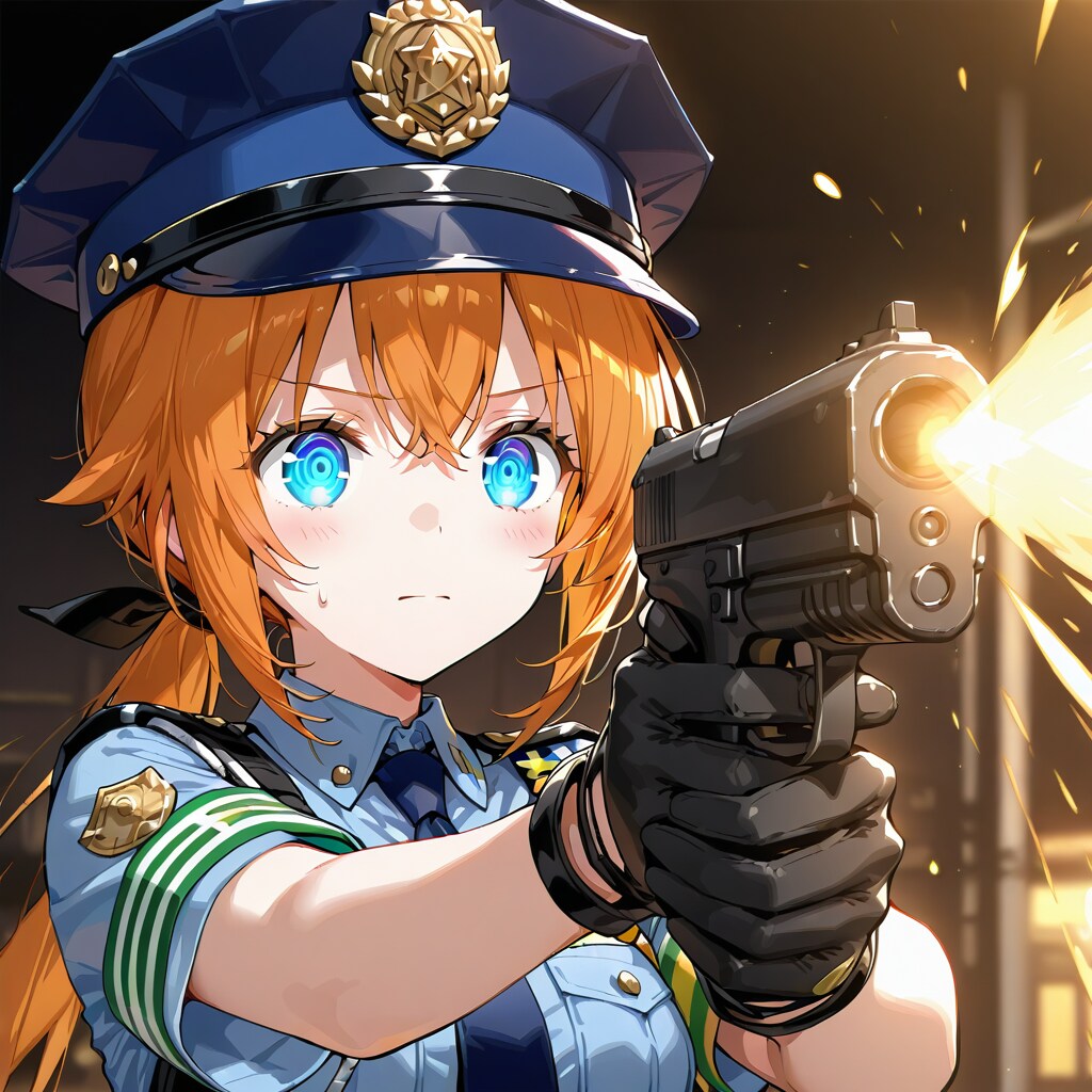 拳銃を乱射するお巡りさん