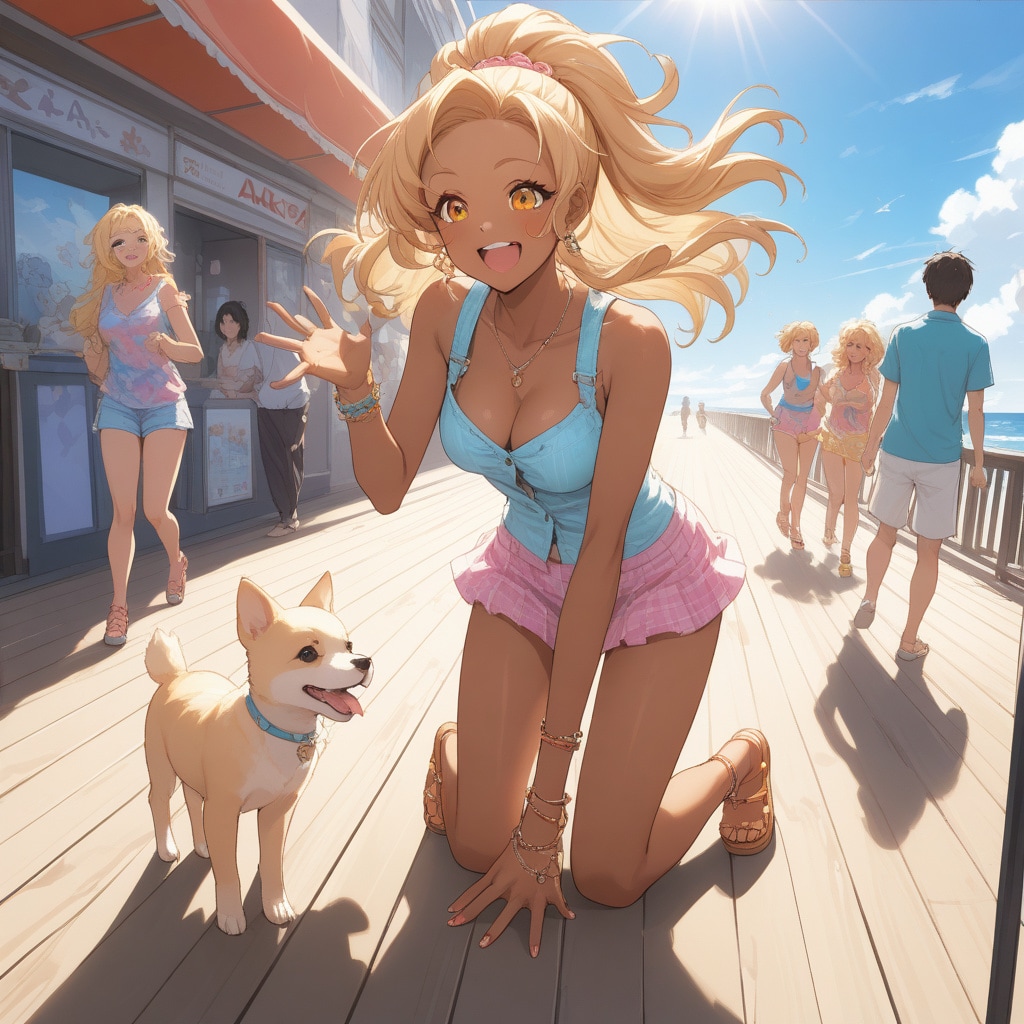 金髪ギャルと子犬2