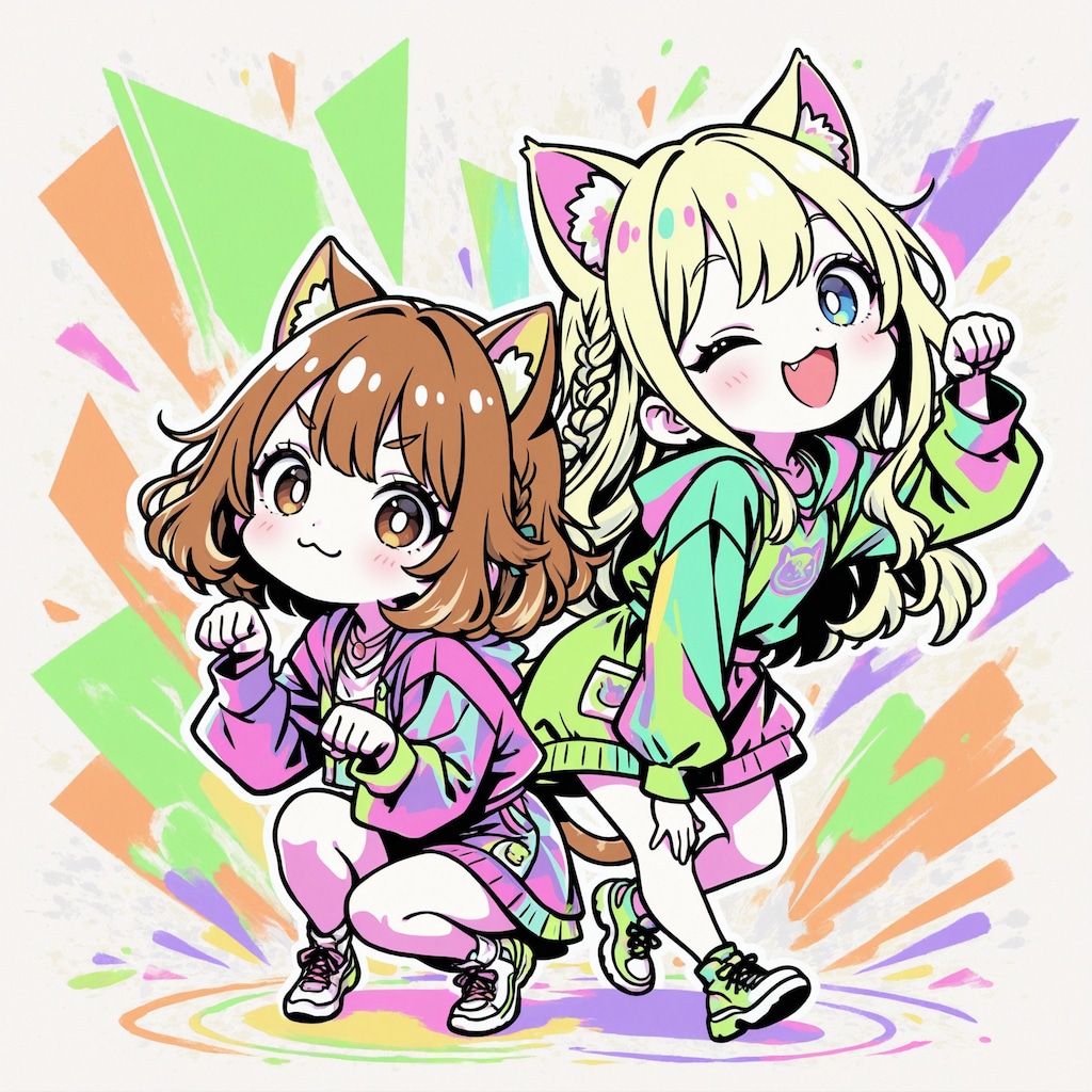 姉妹で猫ポーズ！🐾