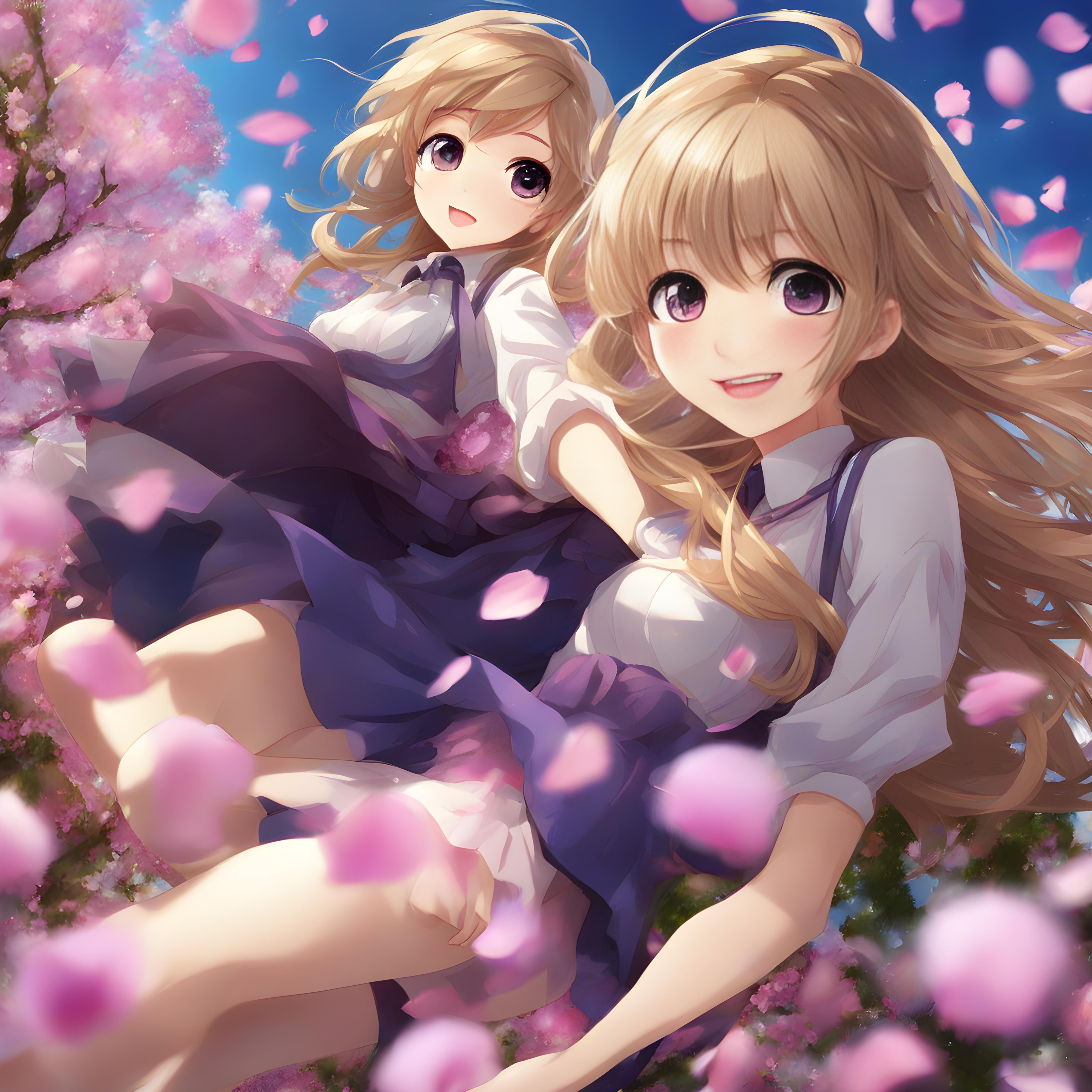 💓桜に囲まれて姉妹の鬼ごっこ