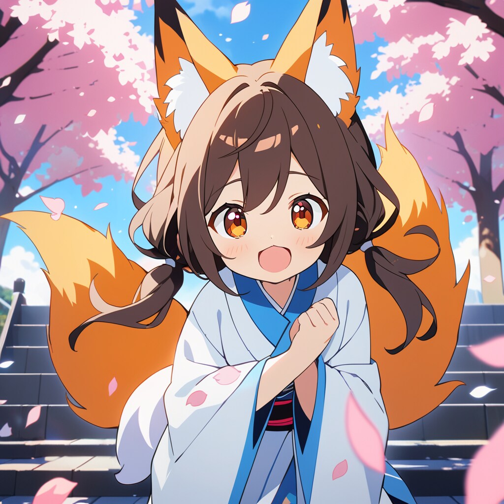 桜　きれいですねぇ。（妖狐ちゃん）