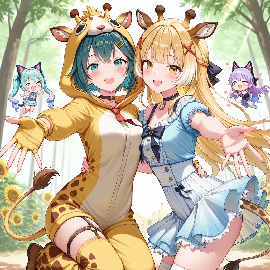 森の中のキリンフーディーちび子ちゃん