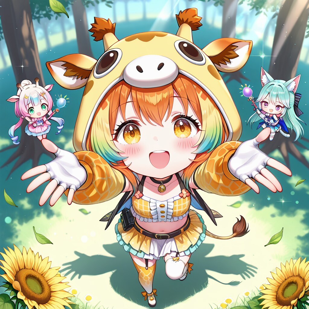 森の中のキリンフーディーちび子ちゃん