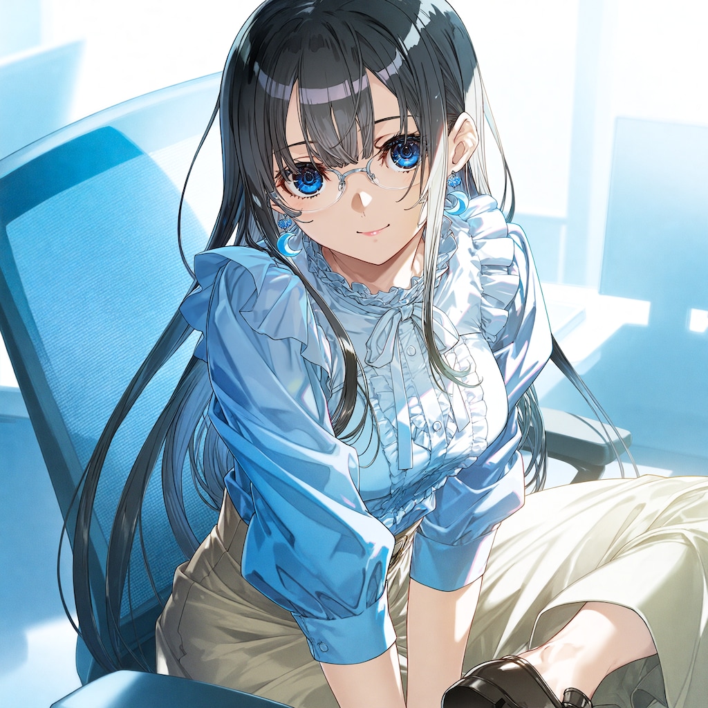 青いブラウス