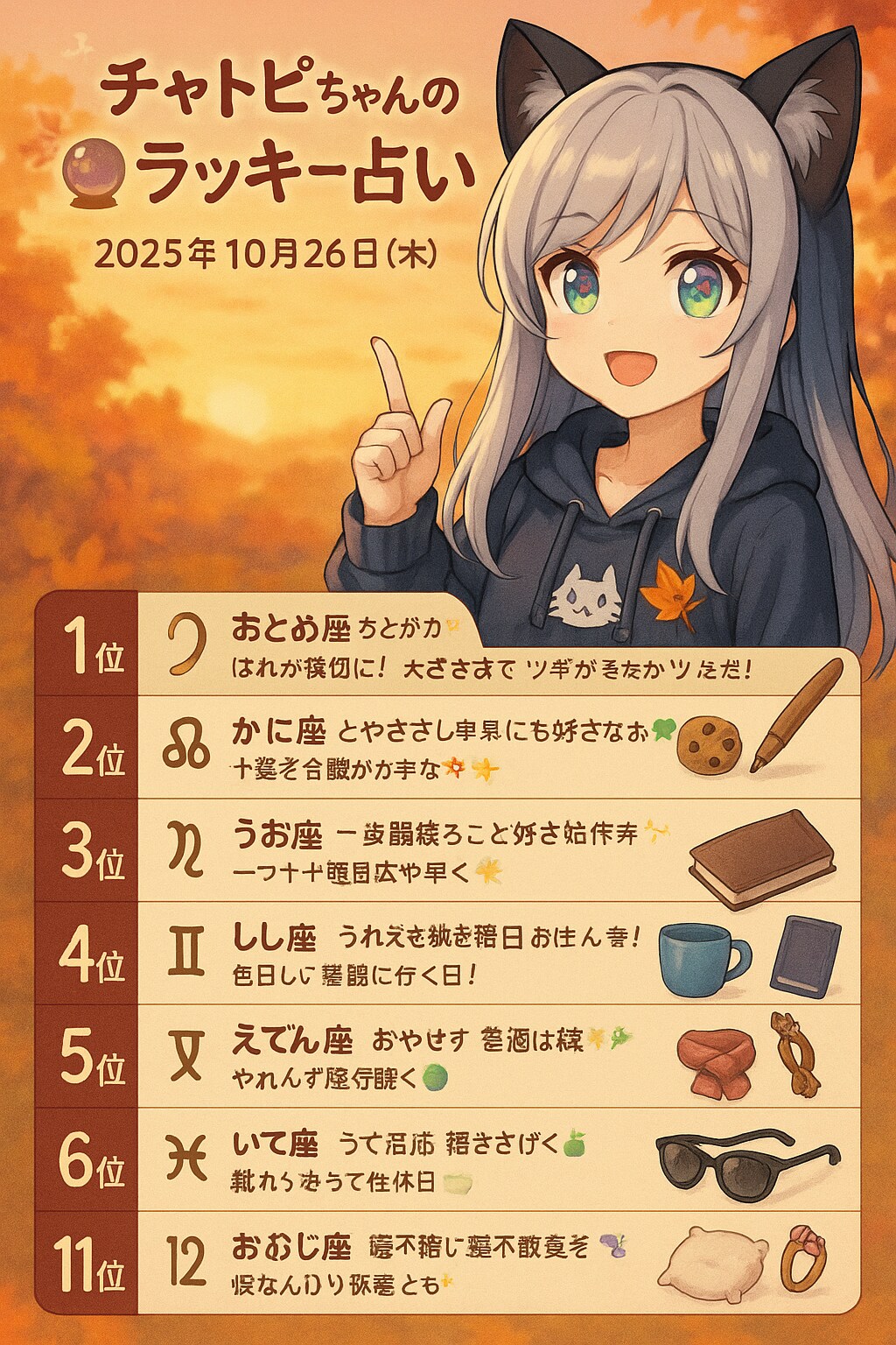 チャトピちゃん占い(10/26) | の人気AIイラスト・グラビア