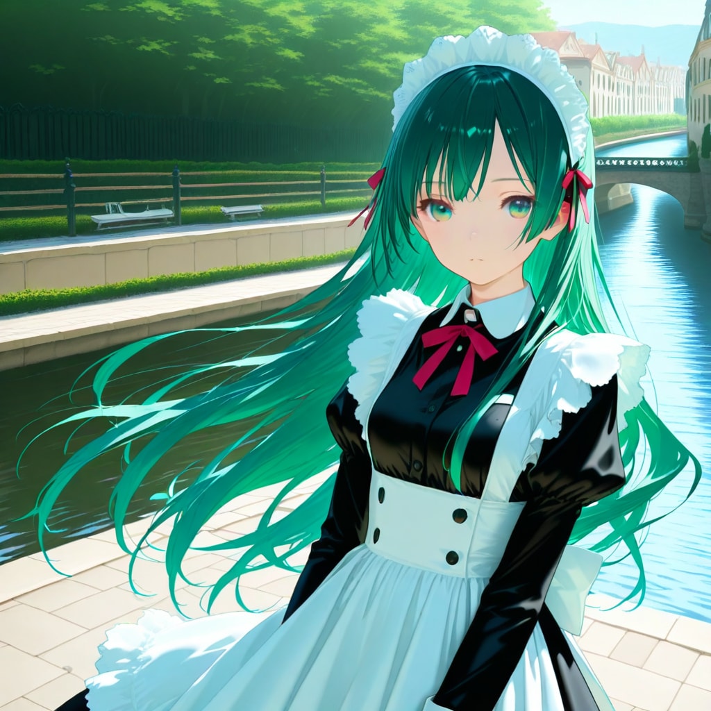 ベネチアの運河で風に揺れる髪