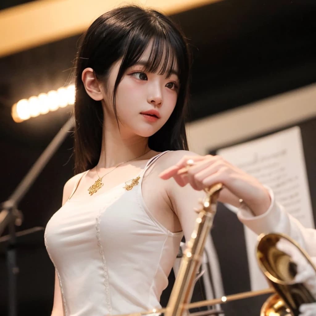 黒髪ロングでブラスバンドの美女８８