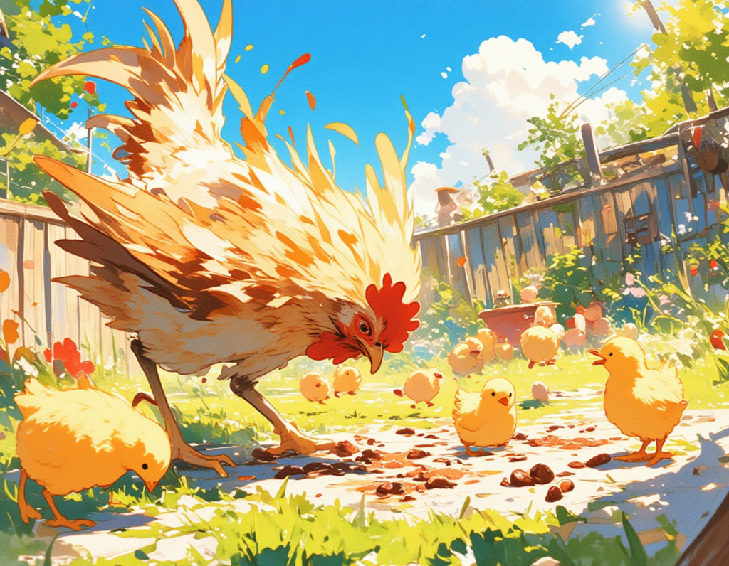 ぴよぴよひよこ祭り：賑やかな親子鶏の水彩画