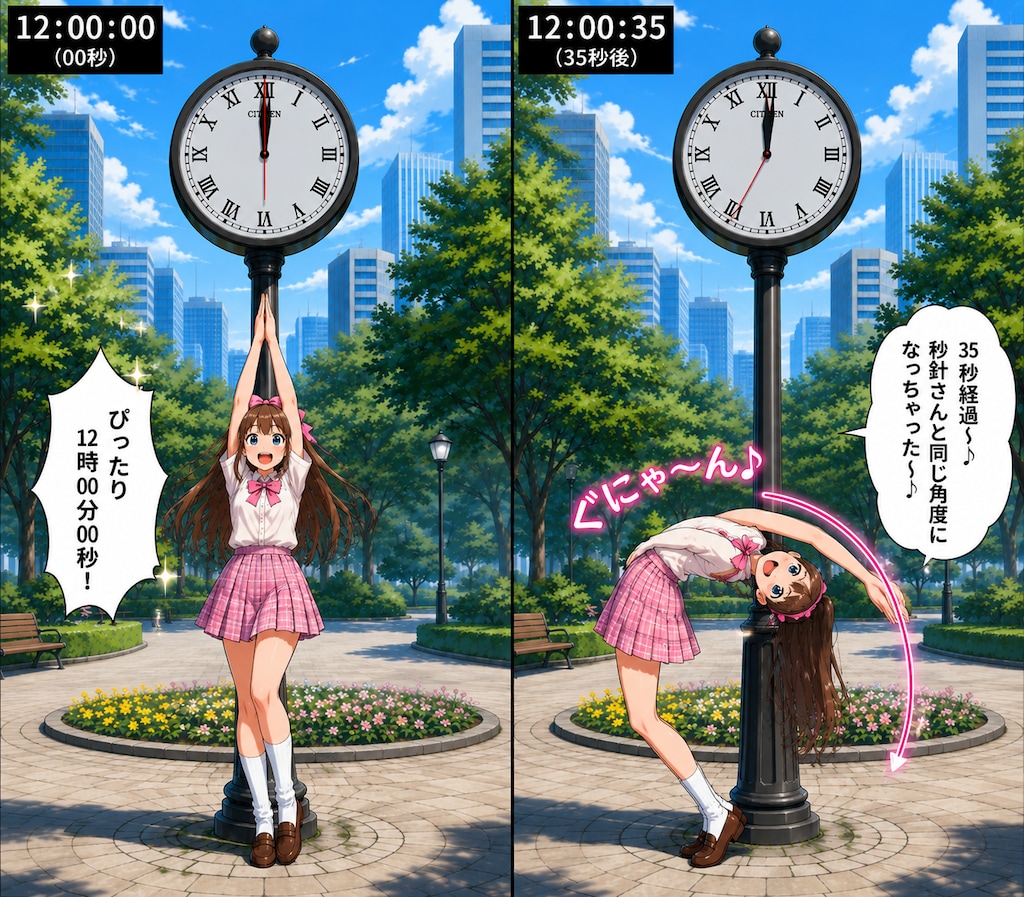 【失敗作】アナログ時計の秒針と同じ向きに腰が折れ曲がる元気いっぱいぐにゃぐにゃ美少女AI