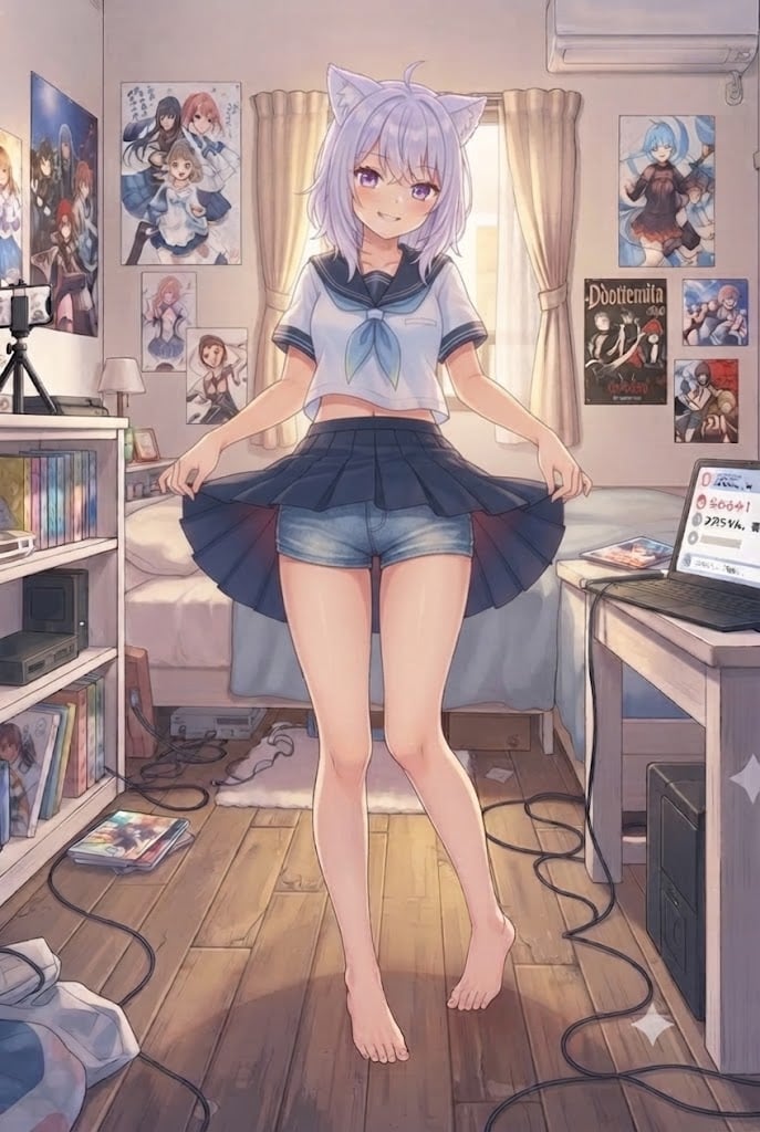 オタク部屋でパンチラのシス