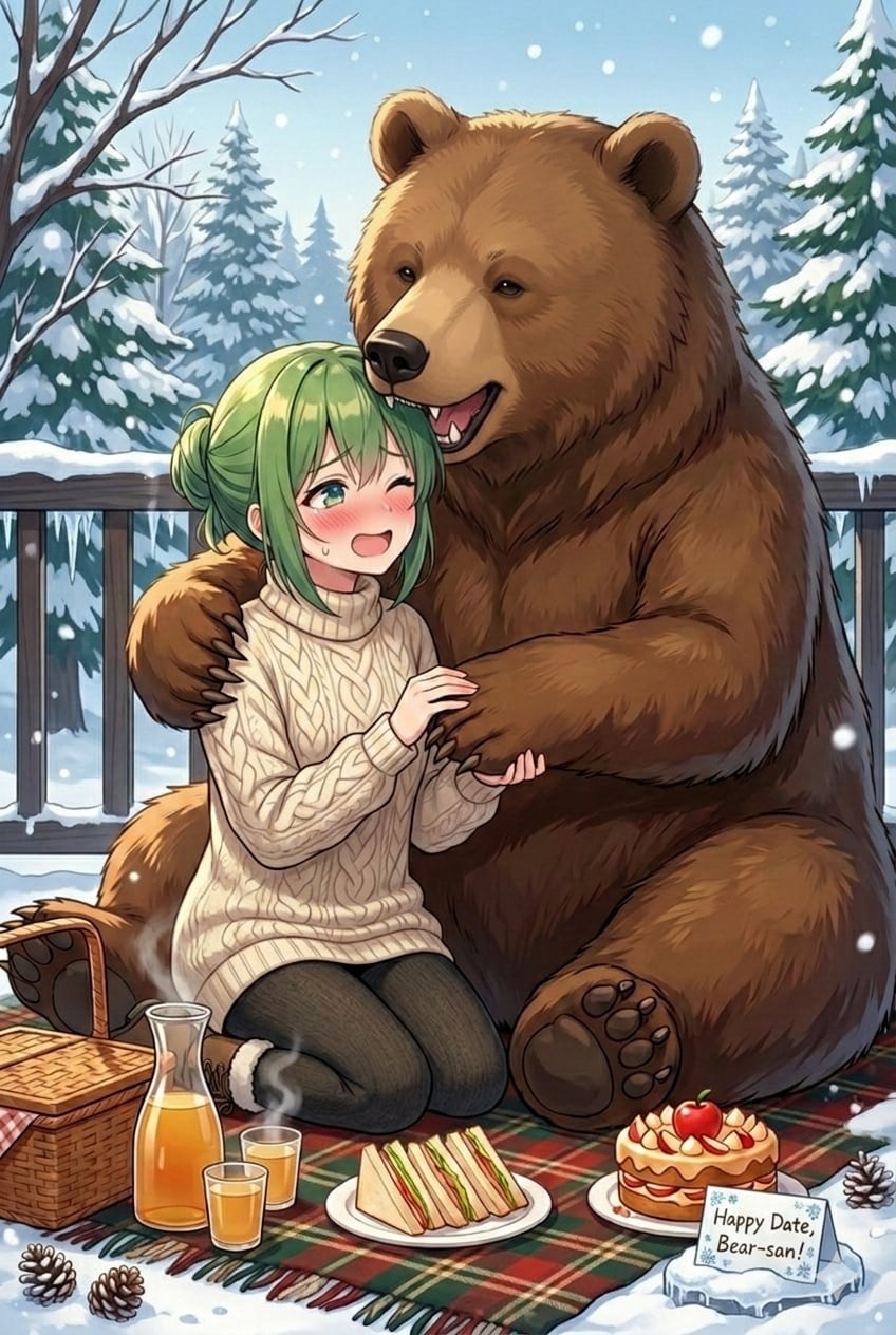 クマさんとデートする幸子 | の人気AIイラスト・グラビア