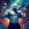 アニメ＆油絵風、ネクタイの銀河ボディビルダー猫 7枚目