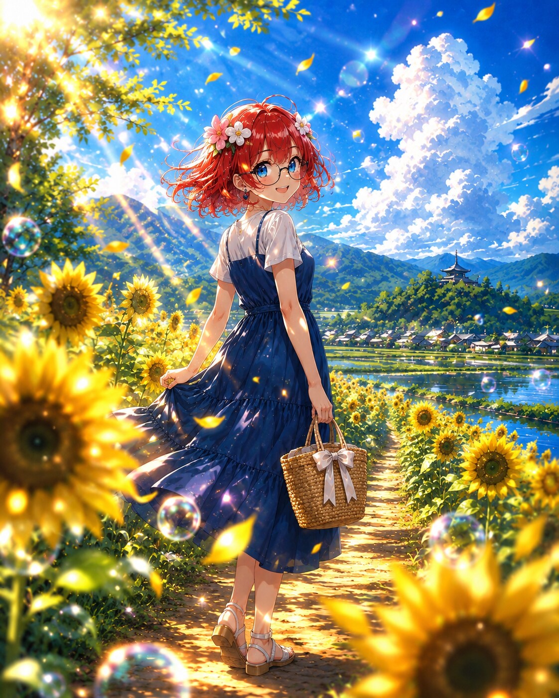夏風に誘われて ― 向日葵の小径で振り向く君 ―
