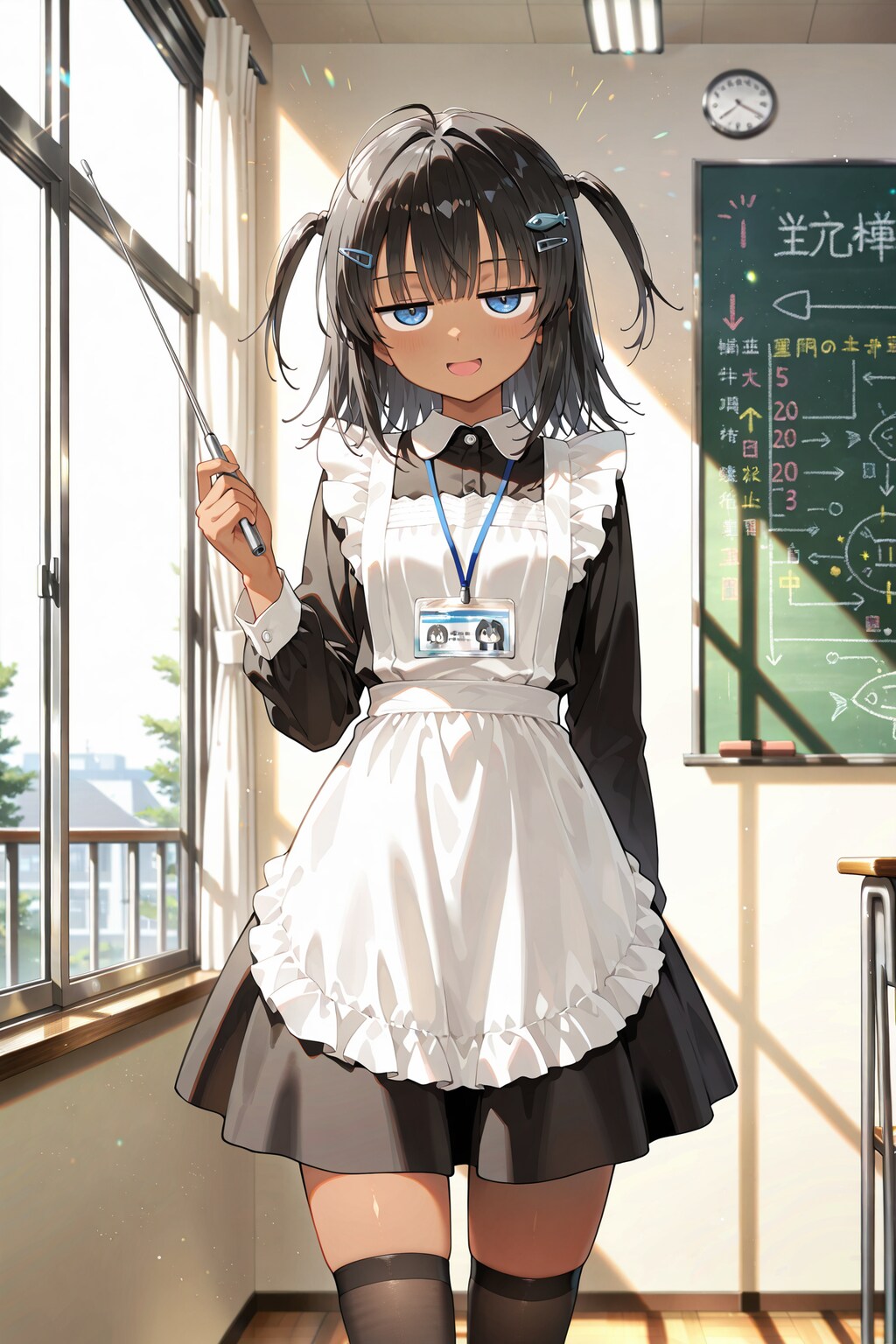 メイドコスで授業をするジト目先生のコスプレをするこなつちゃん