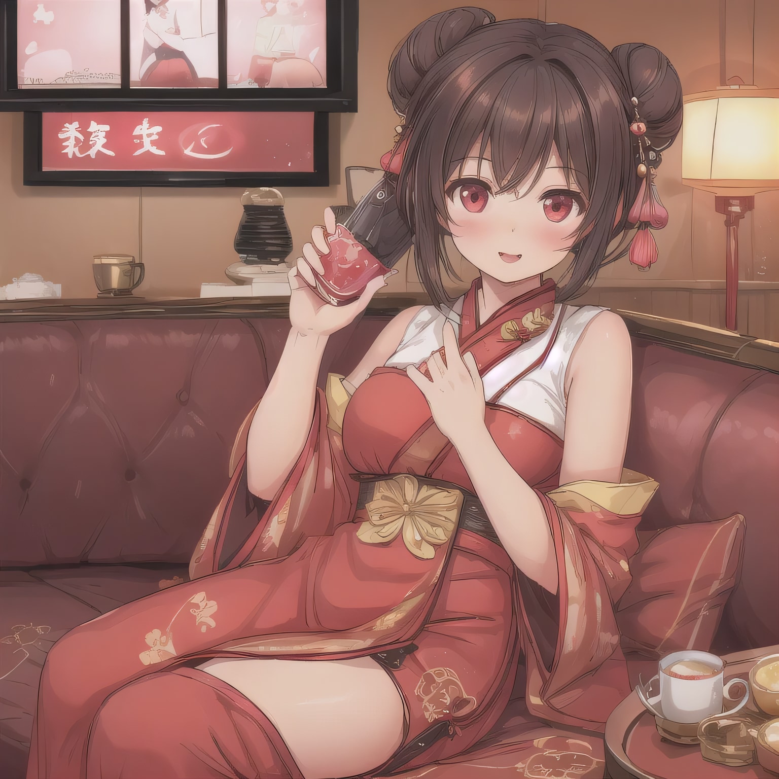 黒髪ロングで中華服の少女３ | の人気AIイラスト・グラビア