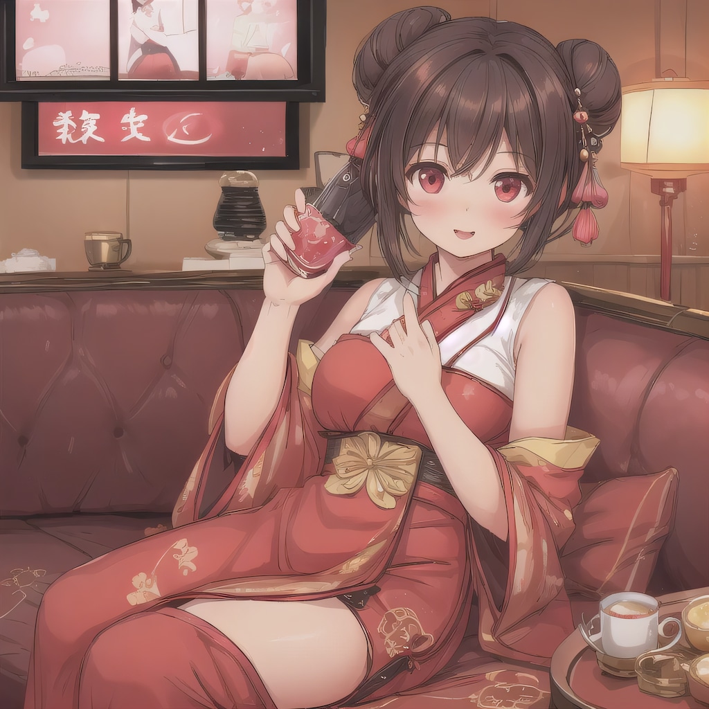 黒髪ロングで中華服の少女３