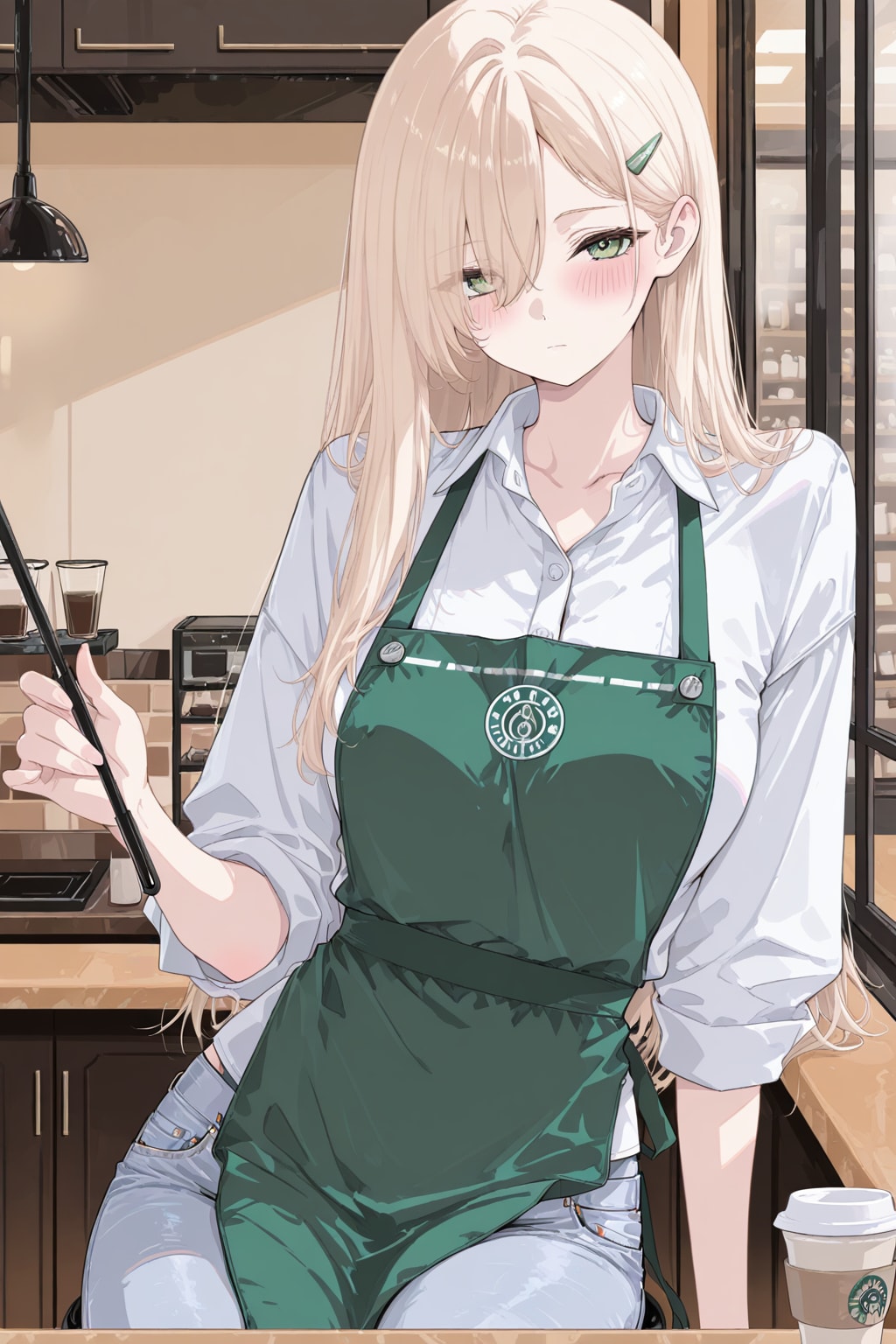 おはよう。マドラー持ってボ～っとしてどうした？ | の人気AIイラスト・グラビア