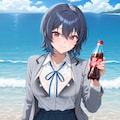 PixAIで朝凪海のビキニとコーラと鮫浮き輪＆鮫との海水浴👙🏖️🦈❤️ 5枚目