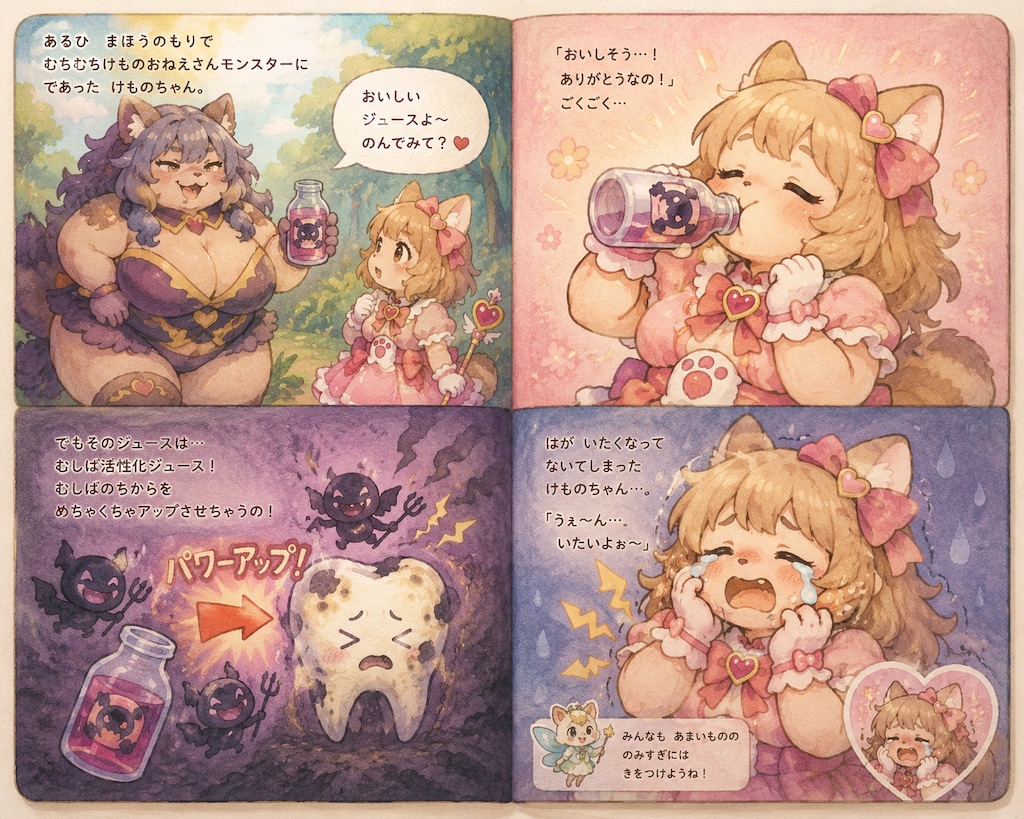 ▶なんとむしばかっせいかジュースだった！