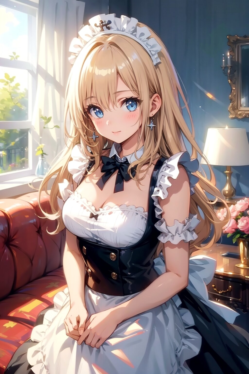 ロングヘアの美少女メイド