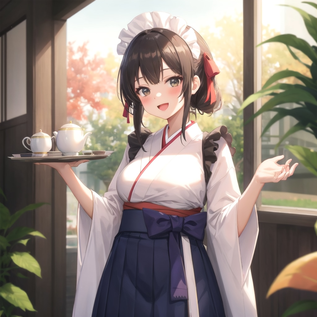 和風袴メイドさん | の人気AIイラスト・グラビア