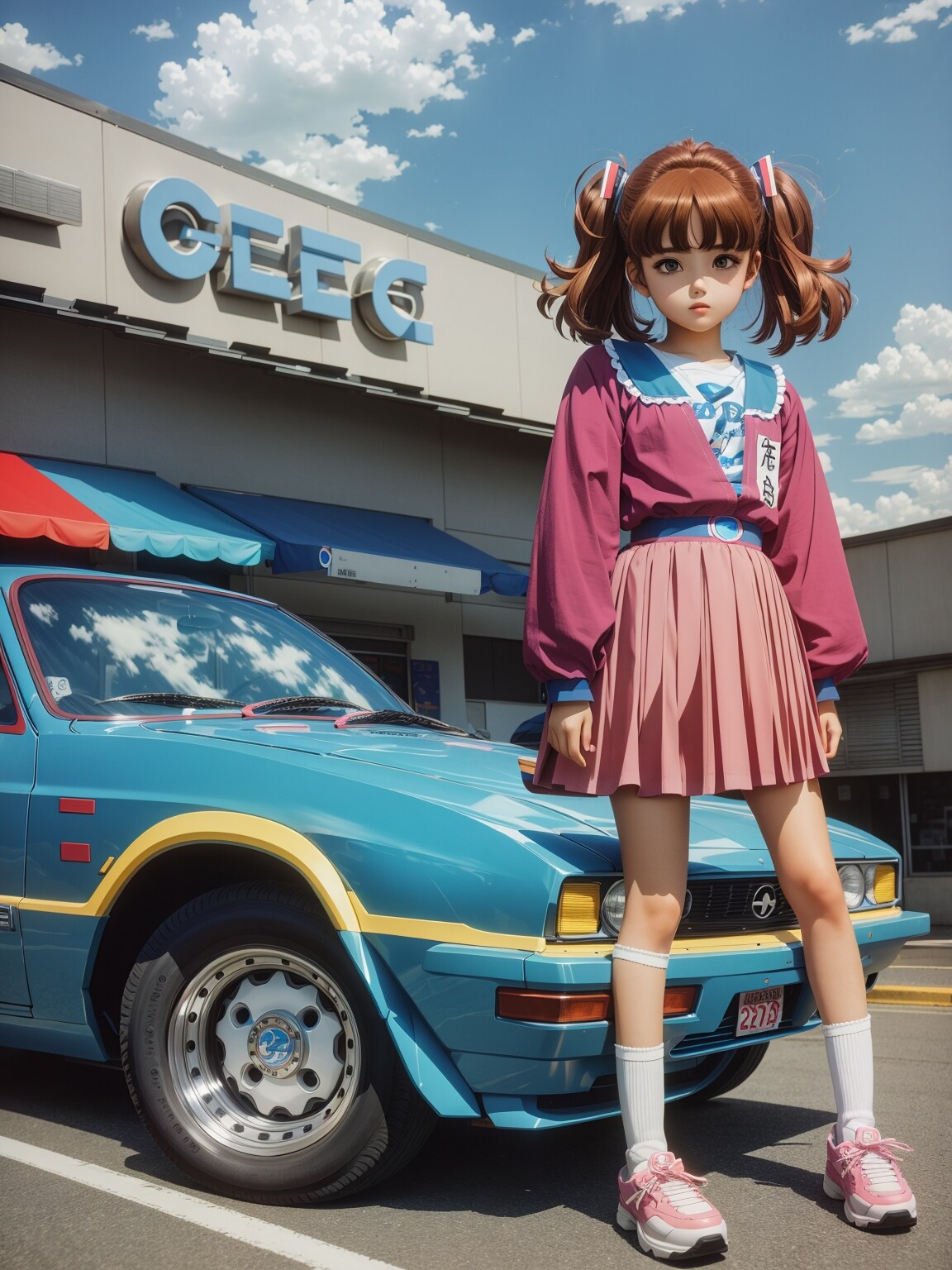 青いクルマ