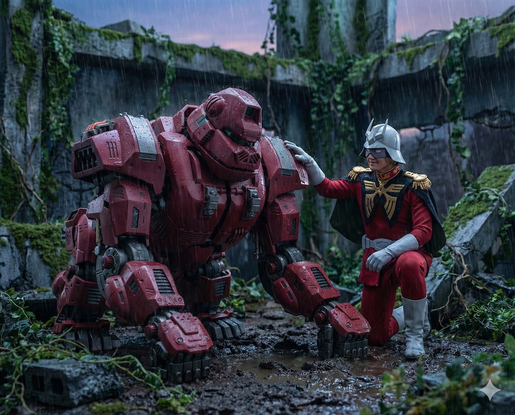 赤いゾイドが落ち込んでいるようなので慰めてあげるシャア