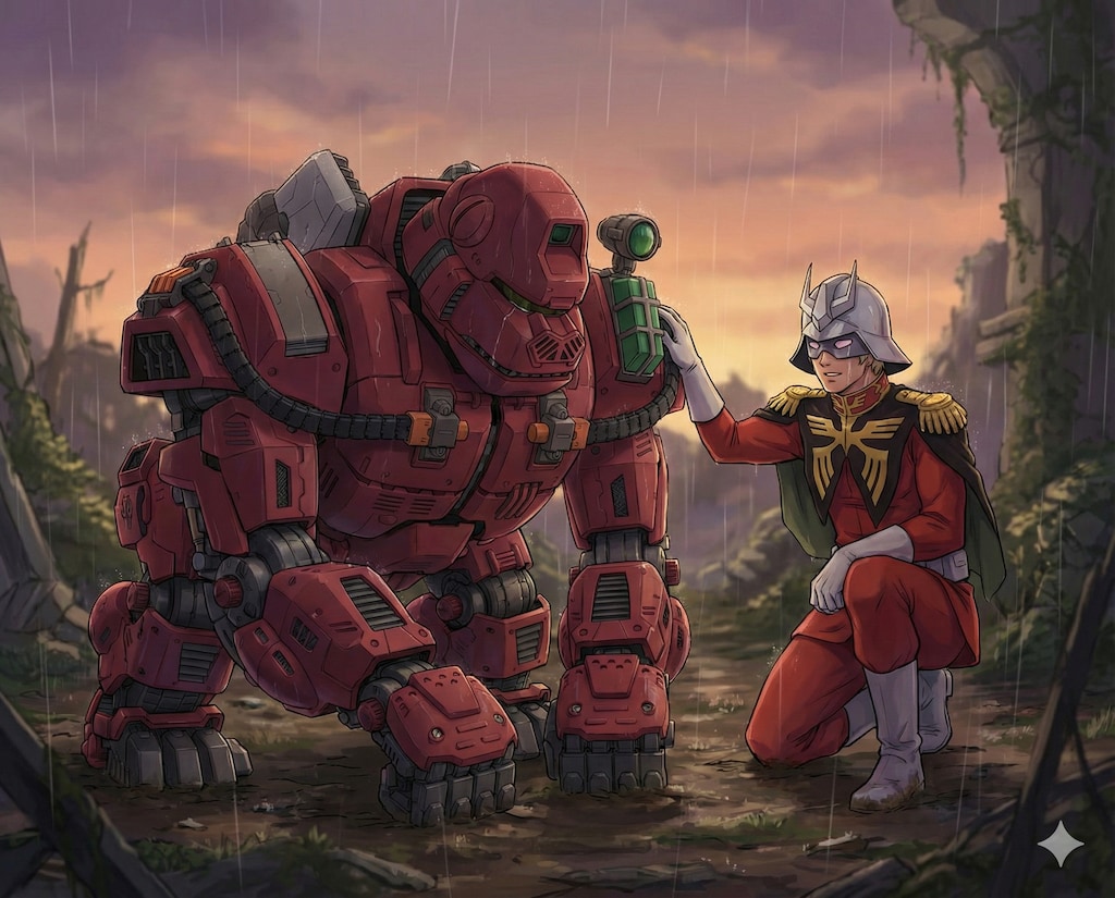 赤いゾイドが落ち込んでいるようなので慰めてあげるシャア