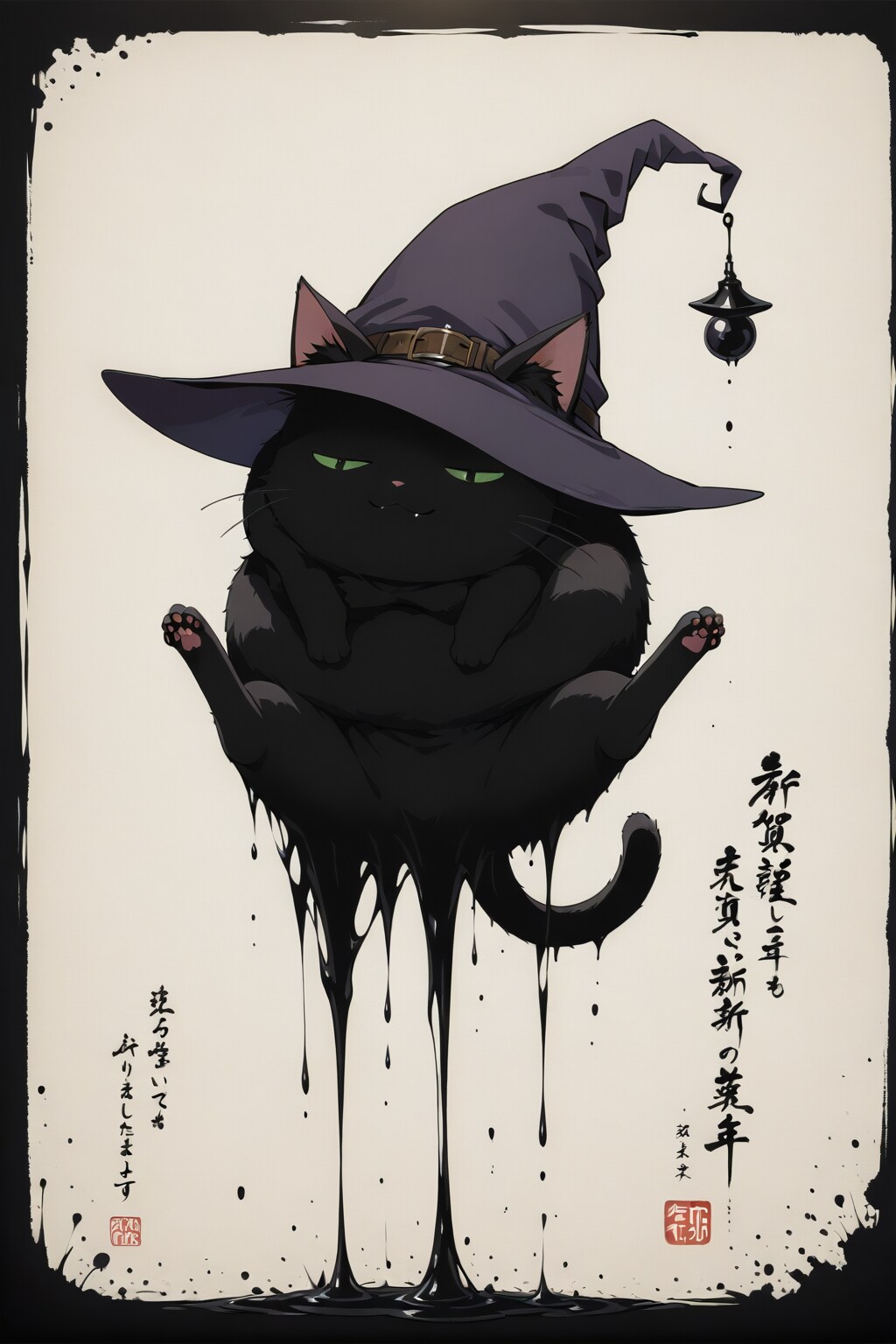 猫魔女に描いてもらった年賀状