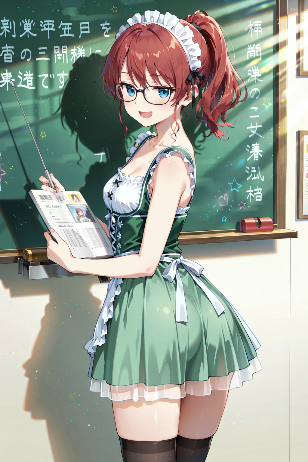 ディアンドルのコスプレで授業をするジト目先生 Y630