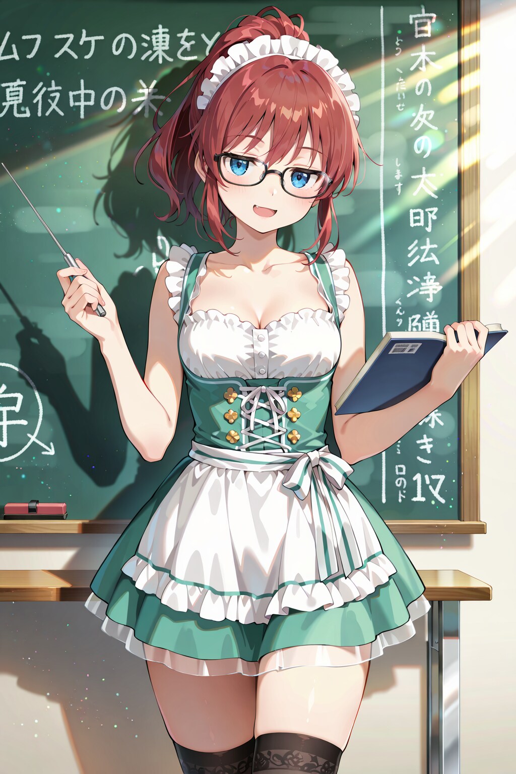 ディアンドルのコスプレで授業をするジト目先生 Y630