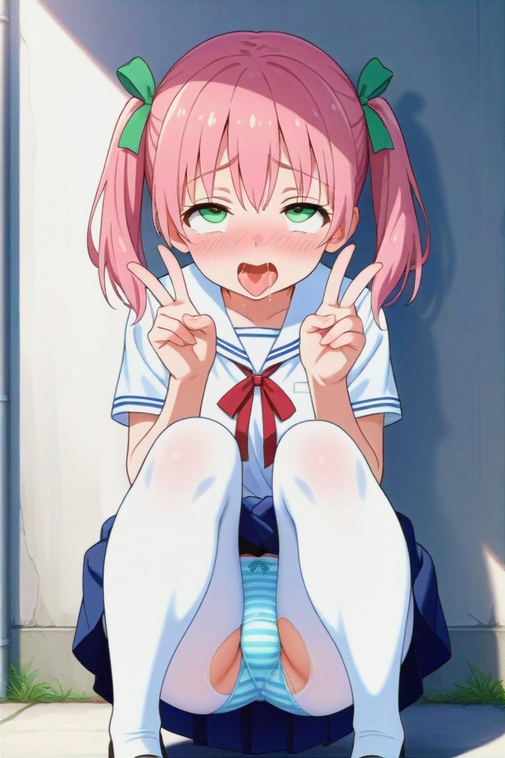 アヘ顔ダブルピースのピンク髪ちゃん