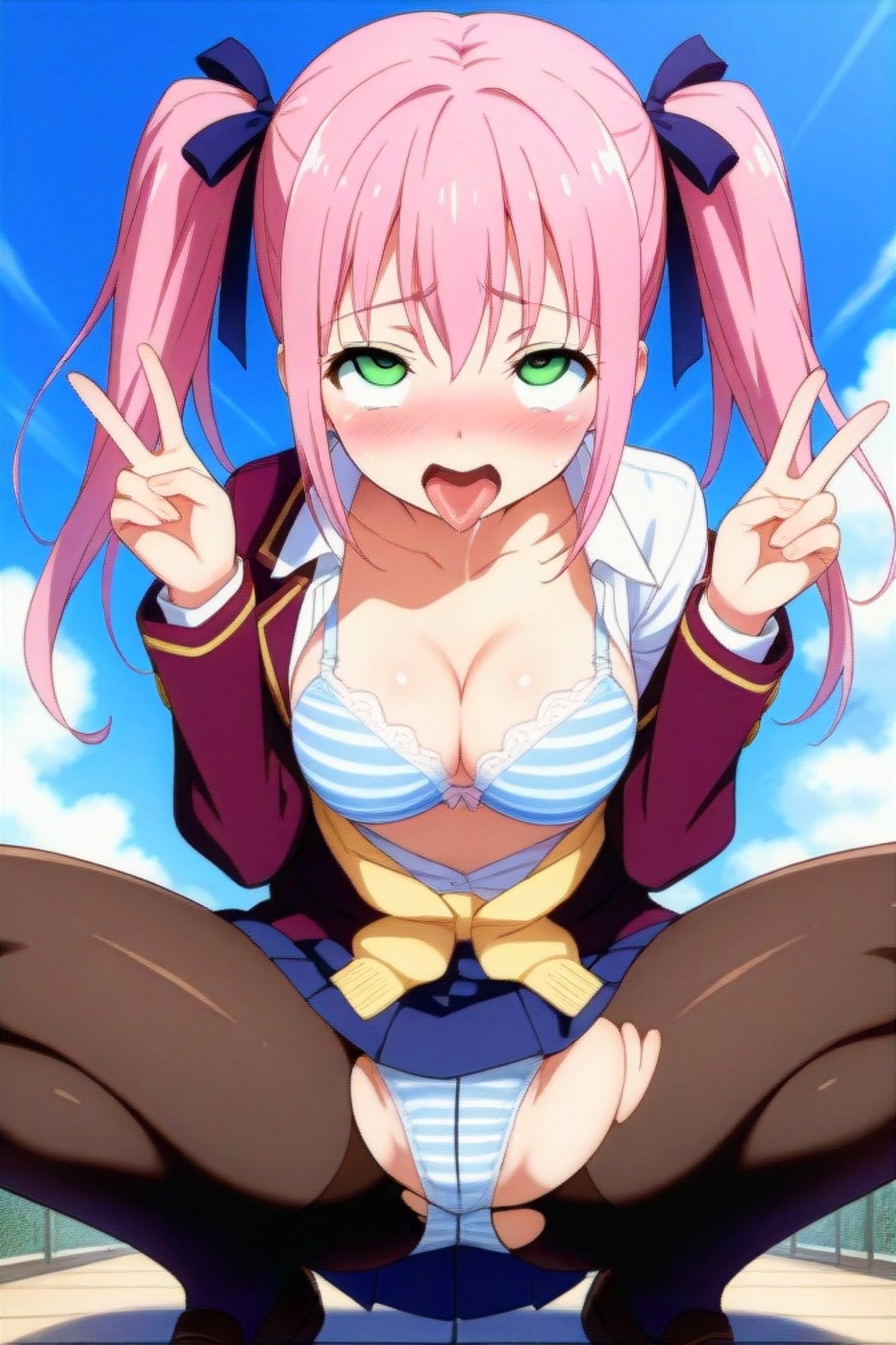 アヘ顔ダブルピースのピンク髪ちゃん