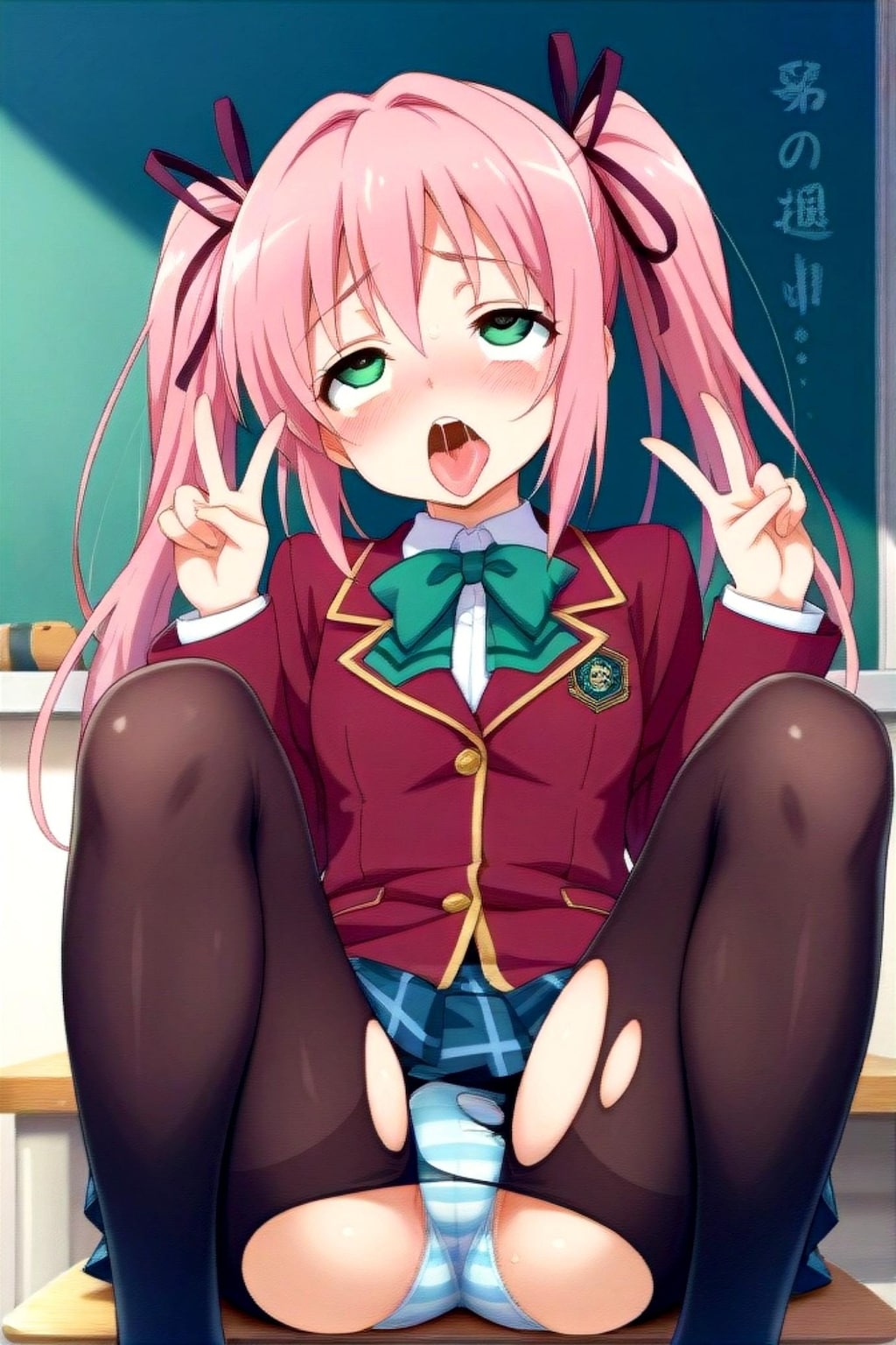 アヘ顔ダブルピースのピンク髪ちゃん