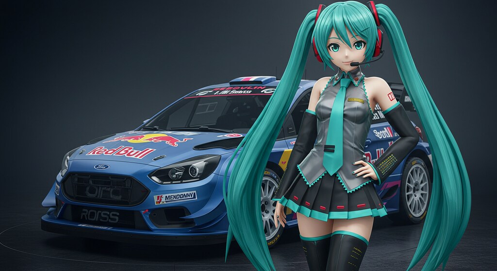 初音ミクとレッドブルフォードフォーカスラリーカー