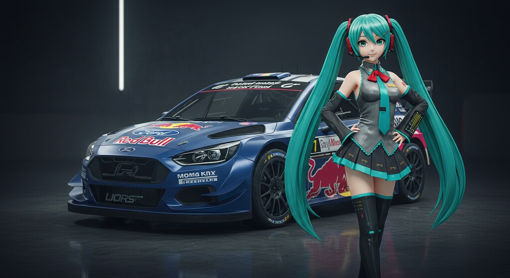 初音ミクとレッドブルフォードフォーカスラリーカー