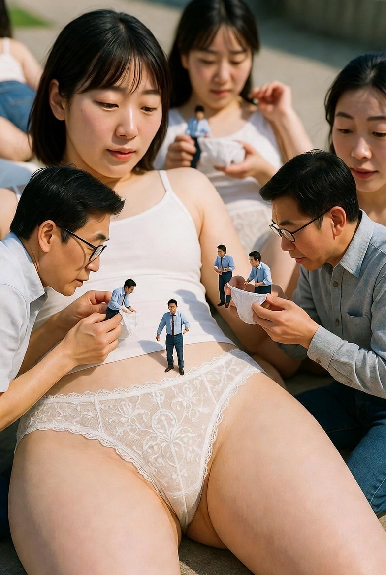 レースエッジのパンティの構造とレース柄のデザインを学ぶ小人たち【小人シリーズ】