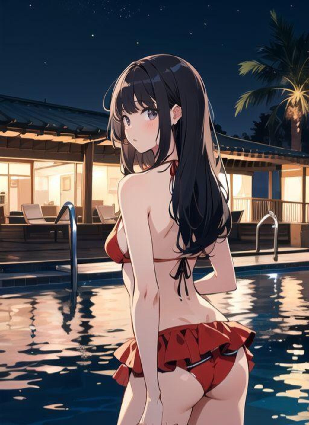 ナイトプールビキニガール