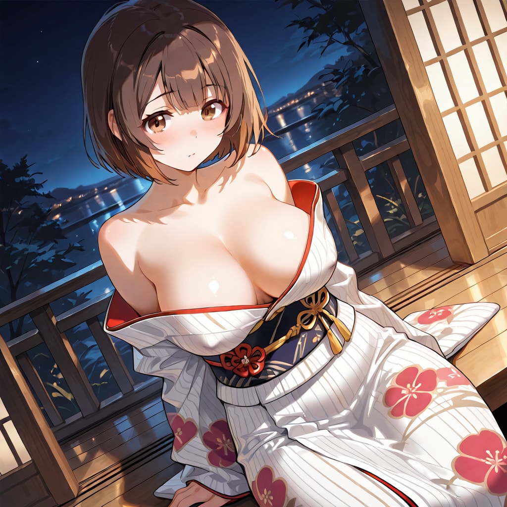 はだけた浴衣5