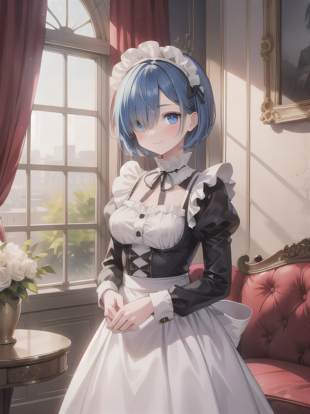 青髪ボブでメイド服の少女７