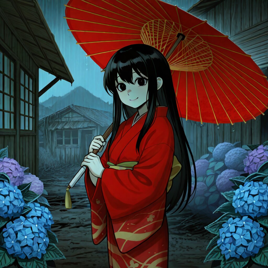 紫陽花が咲き誇る道で