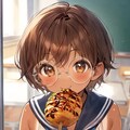 文化祭でたこ焼きを満喫中の眼鏡っ娘 2枚目