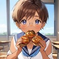 文化祭でたこ焼きを満喫中の眼鏡っ娘 5枚目