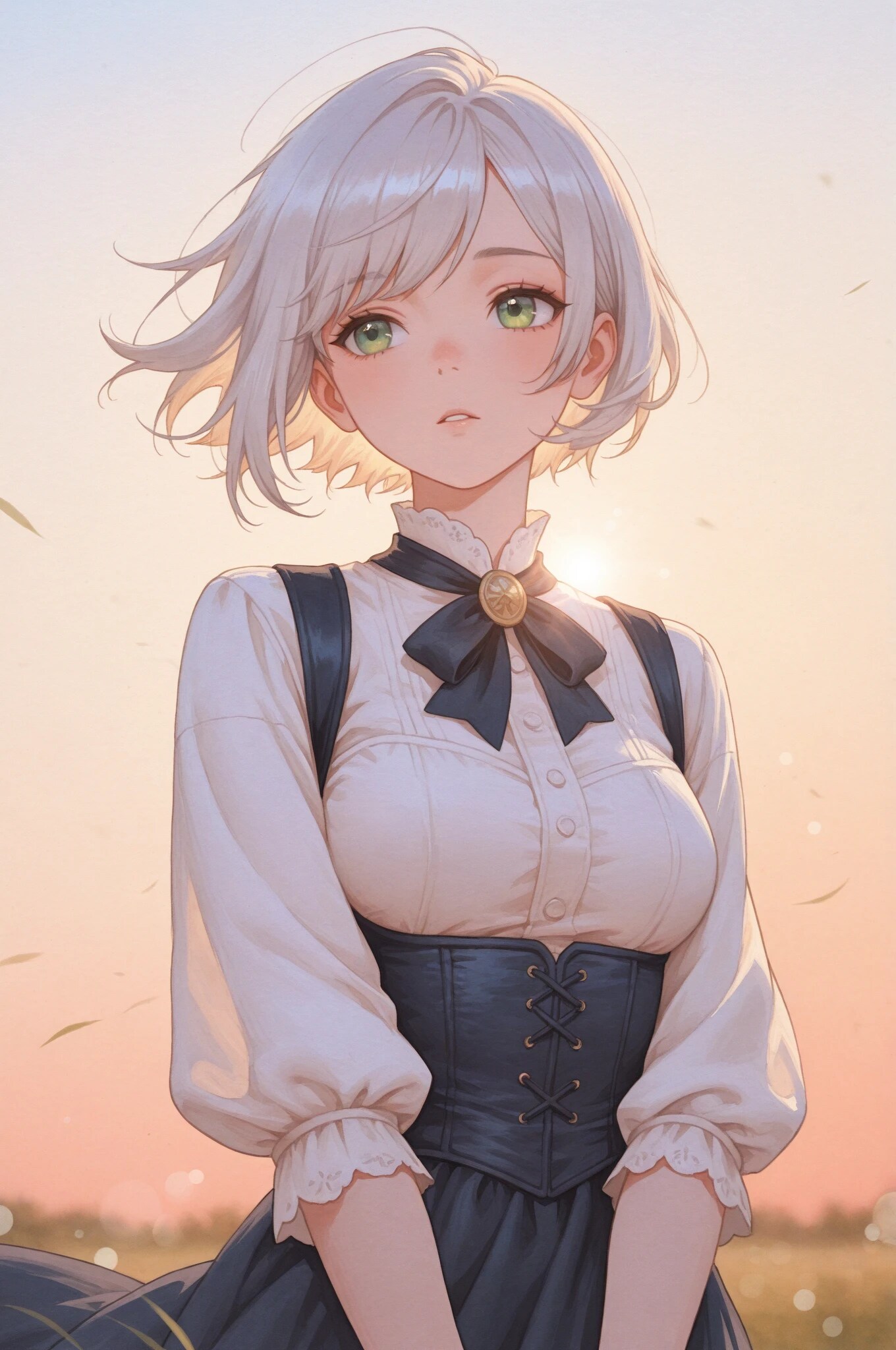 黄昏の空、揺れる髪。 | の人気AIイラスト・グラビア