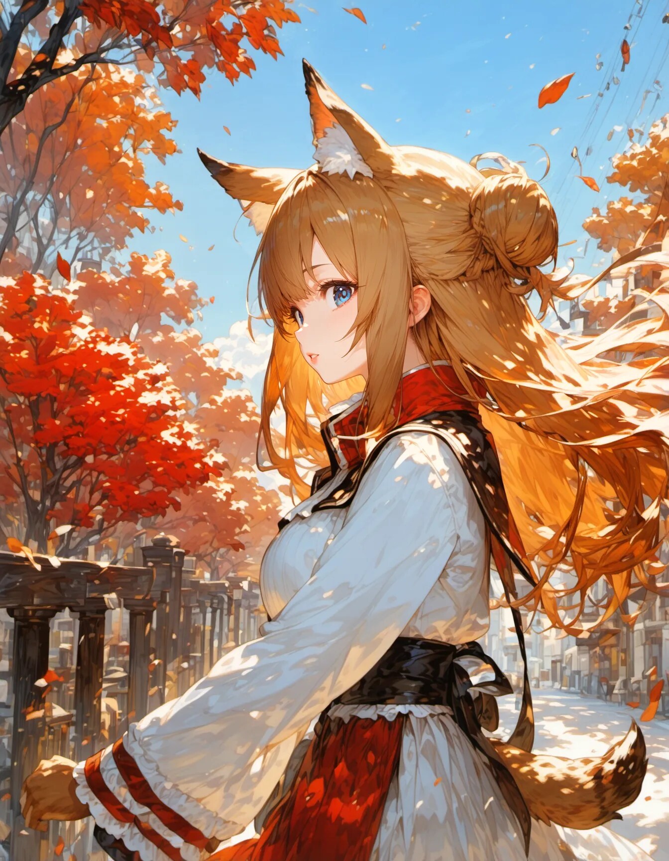 Fox Schoolgirl's Autumn Commute | の人気AIイラスト・グラビア