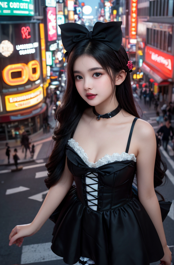 天使エリローズ、ネオン街にゴスロリータ降臨💖